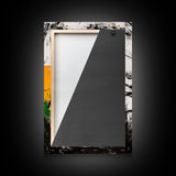Abstract Grass, Modern Wall Art, Minimalist Home Decor, Framed Canvas Print, Black White Gold, Contemporary Artwork, Bold Design