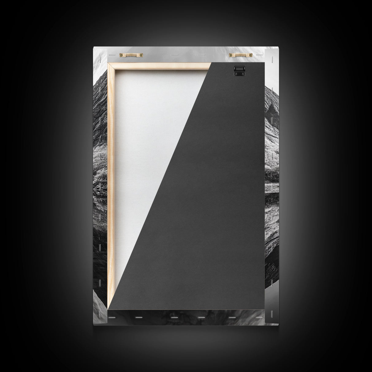 Fjord Reflection, Mountain Valley Calm, Mirror Lake, Canvas Print, Hallway Wall Art, Scandinavian Style Art, Black and White Minimalist