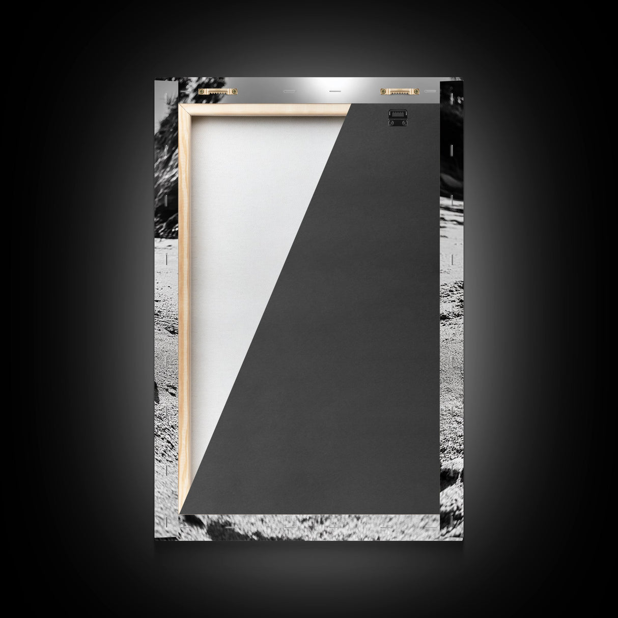Industrial beach relic, iron hammer, rustic textures, minimalist black and white, Canvas Print, man cave art, coastal masculine decor