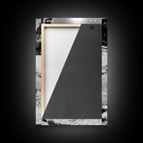 Industrial beach relic, iron hammer, rustic textures, minimalist black and white, Canvas Print, man cave art, coastal masculine decor