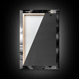 Canoes, Rack, Ocean, Shelter - Surf shack vibes with coastal canoe stack, Framed Canvas Print, great beach house or boho hallway art, grayscale