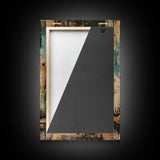 Halloween Pirate Skeleton with Pizza, Framed Canvas Print, Wall Art, Spooky Decor, Pirate Theme, Halloween Decoration, Living Room Art