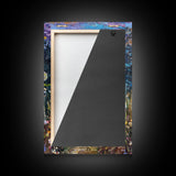 Graveyard Pizza Party Framed Canvas print, Skeleton Eating Pizza In a Cemetary Halloween Decor