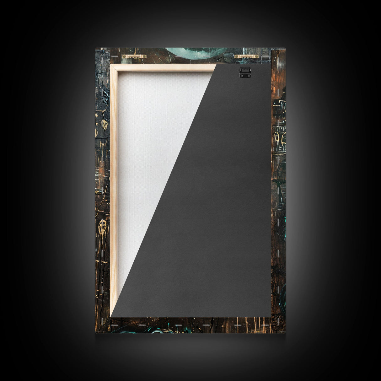 Black Cat with Piercing Green Eyes, Framed Canvas Print, Spooky Cat Art, Witchy Feline Decor, Halloween Wall Art, Gothic Cat Decor