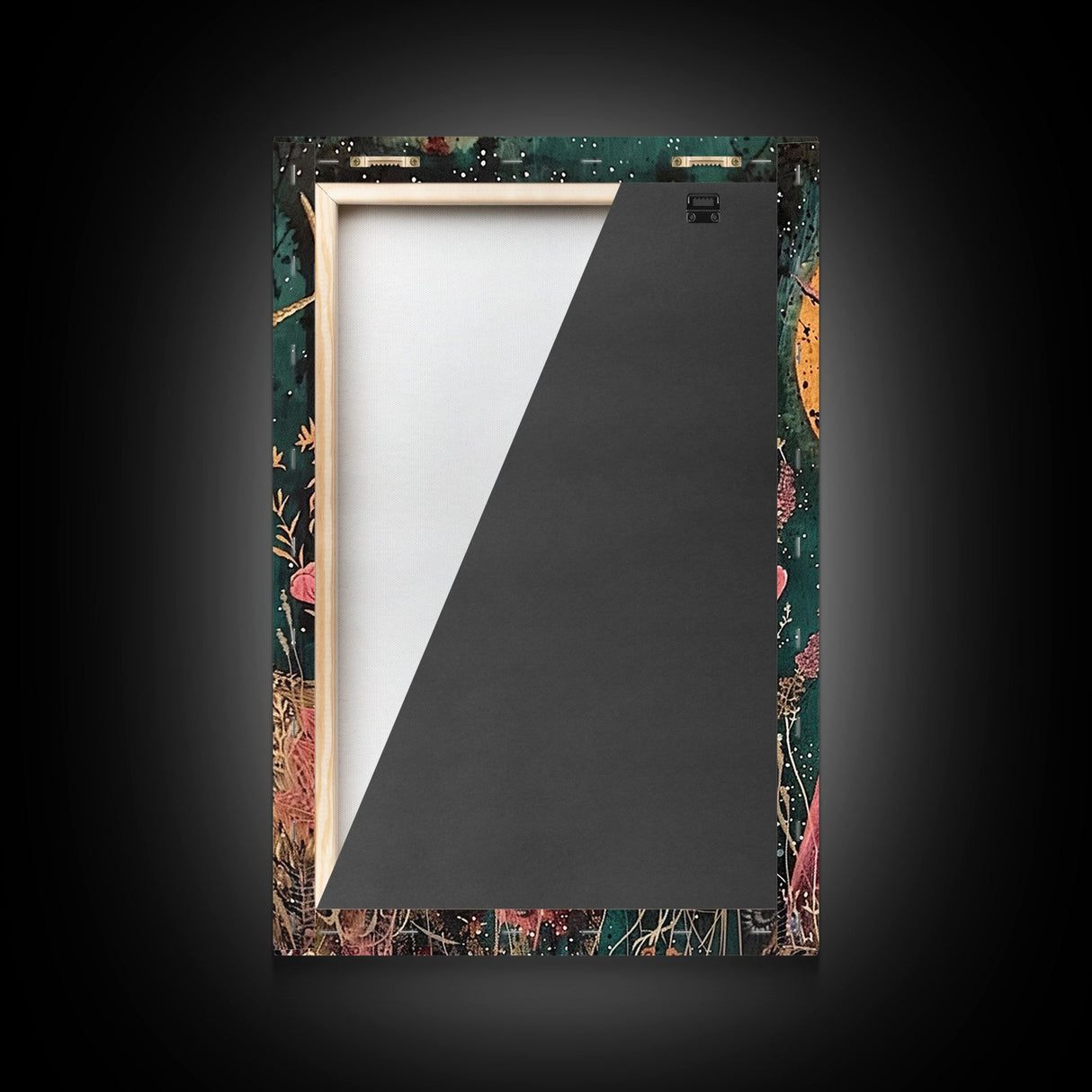 Gothic Witch with Turtle in Dark Forest - Enigmatic Halloween Artwork Framed Canvas Print, Spooky Home Wall Decor