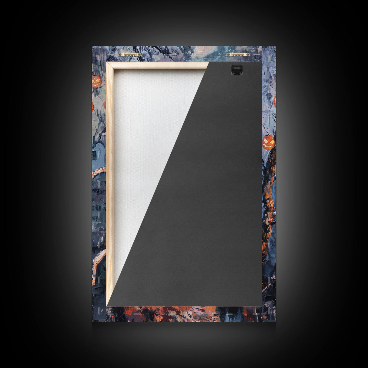 Jack-o'-Lantern Graveyard Canvas Print - Halloween Art, Spooky Home Decor, Cemtary Wall Art Pumpkin Art Halloween Decor, Framed Canvas Print