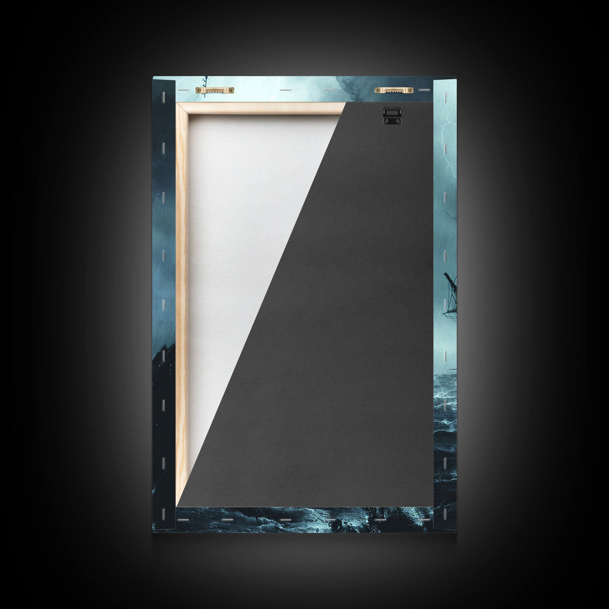 Ghost Ship in Storm Halloween Art, Spooky Maritime, Haunted Ocean, Creepy Seascape, Stormy Night, Framed Canvas Print