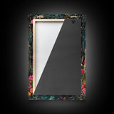 Haunted Graveyard with Flowers Framed Canvas Print, Wall Art, Halloween Cemetery Art, Spooky Home Decor, Ghostly Garden Painting