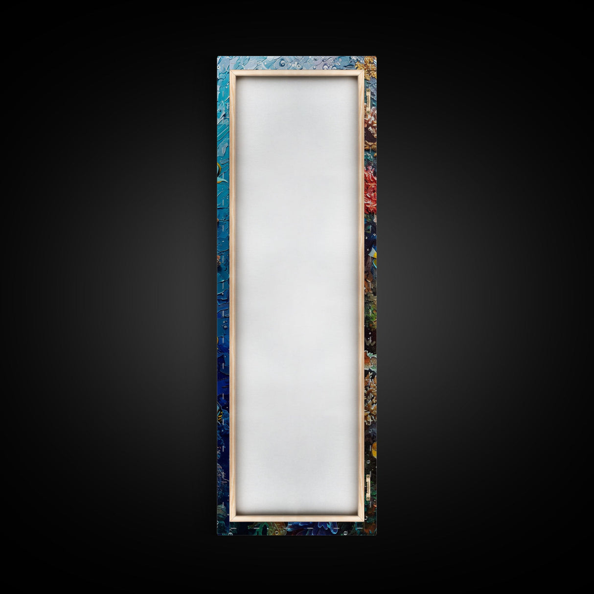 Vibrant Coral Reef Underwater Scene Featuring Diverse Tropical Fish on a Framed Canvas Print Skinny Art Piece