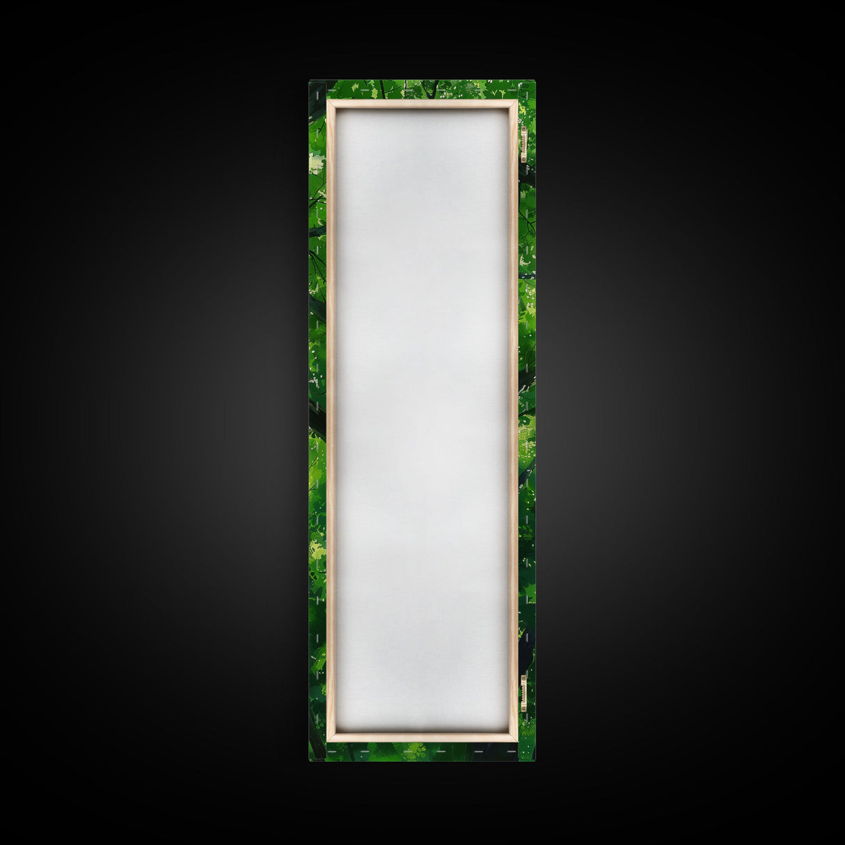 Lush Green Forest Canopy View as Tall Skinny Art Framed Canvas Print for Relaxing Wall Decor in Homes or Offices
