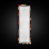 Japanese-Inspired Fan Art in Bold Red and Cream Accents on Tall Vertical Canvas Print Featuring Elegant Floral Design