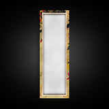 Skinny Art Tall Art Framed Canvas Print Bold Fuchsia Flowers In Dynamic Composition Over A Vibrant Yellow Background Ukiyo-e Japanese Style Art