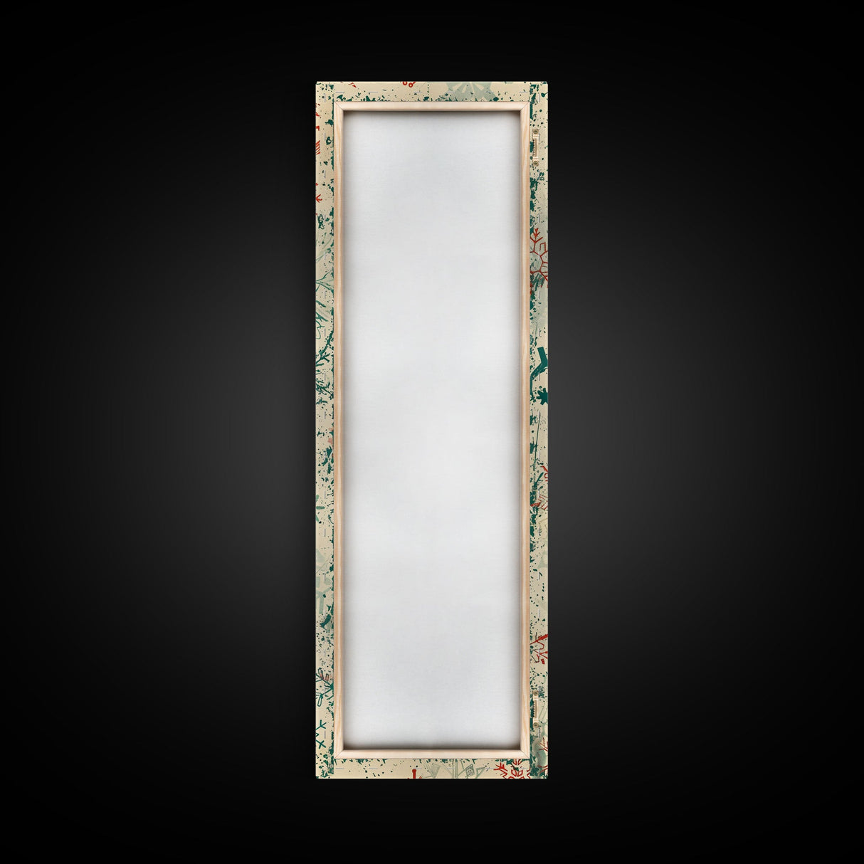 Snowflakes in Varied Sizes and Shapes Scattered on a Beige Canvas with a Distressed Texture Ukiyo-e Art Japanese Framed Canvas Print Skinny Tall Art