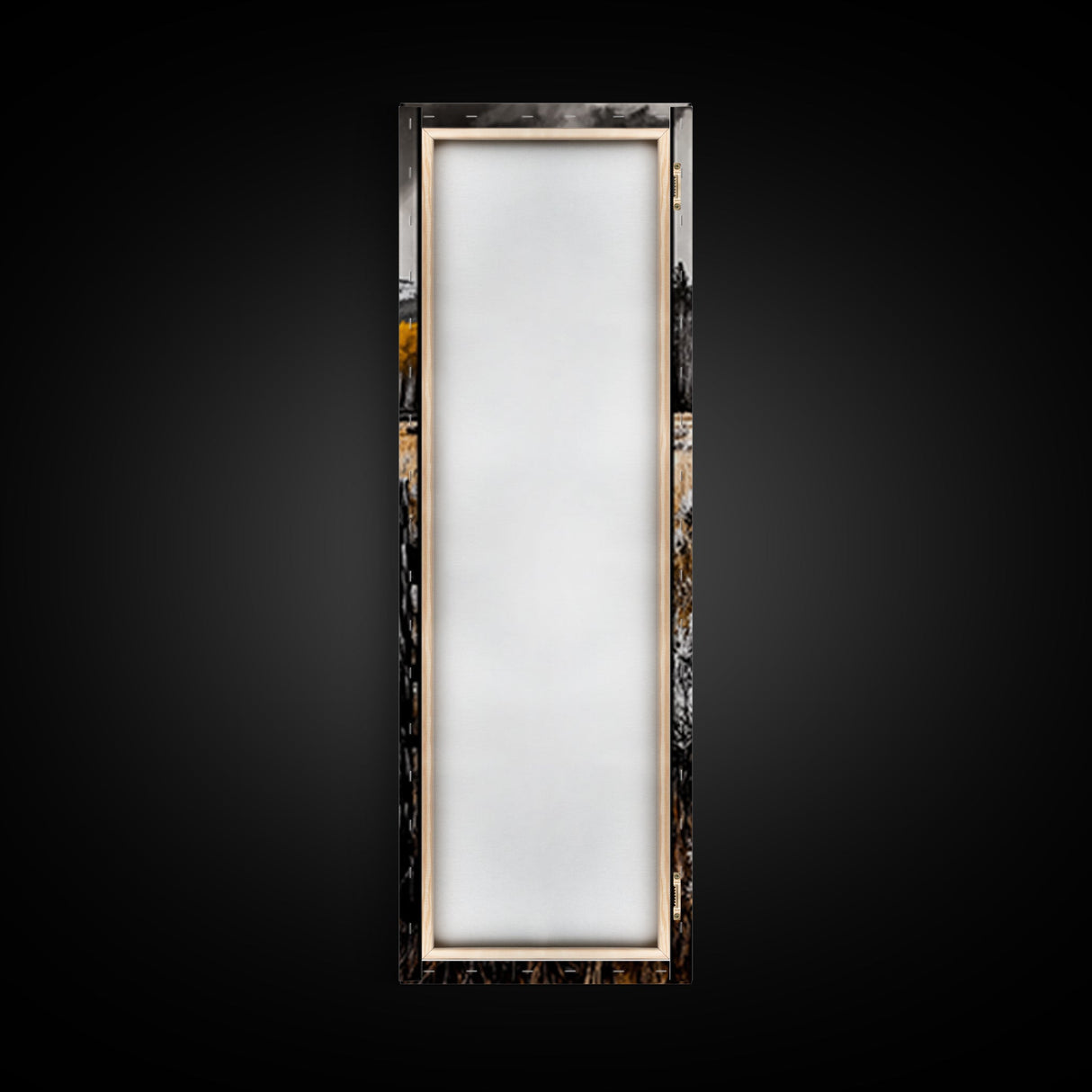 Rustic Mountain Fence Framed Canvas Print, Birch Tree Art, Fall Landscape Painting, Moody Art, Farmhouse Art, Above Sofa Art