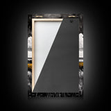 Moody Landscape, dramatic clouds, black and white, gold fields, panoramic art, rustic decor, framed canvas print, extra wide art
