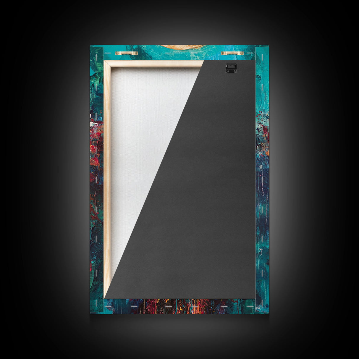 Sacred Symbol Artwork, sacred geometry wall art, abstract energy art, teal wall art, mystical artwork, framed canvas print, boho art, moody art