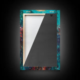 Sacred Symbol Artwork, sacred geometry wall art, abstract energy art, teal wall art, mystical artwork, framed canvas print, boho art, moody art