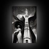 Vintage Style Art Deco Statue Study, Framed Canvas Print, Retro Style Wall Art, 1920s - 1930s style Art