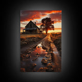 Country Lane Sunset Canvas Print, Country Roads, Dirt Road Art, Primitive Decor