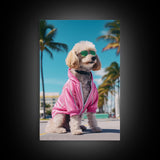Shih Tzu In Sunglasses Pink Tracksuit Wall Print, Dog Portrait, Dog Art Print, Framed Wall Art, Framed Canvas, Wall Print, Wall Canvas