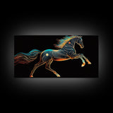Steampunk Horse Automaton, Pop Art, Framed Canvas Print, Unique Wall Art, Living Room Decor, Huge Oversize Retro Style Art