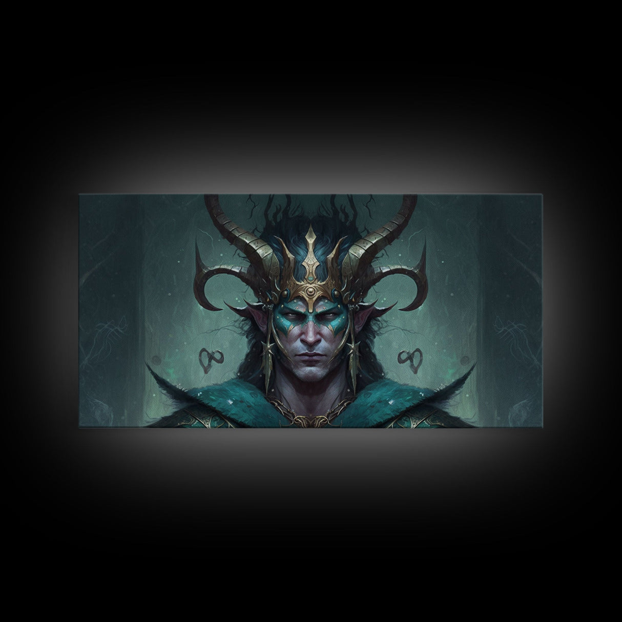 Aesthetic Loki the Trickster God, Norse Mythology, Framed Canvas Print, Extra Large Art, Fantasy Decor, Pastel Aesthetic Art