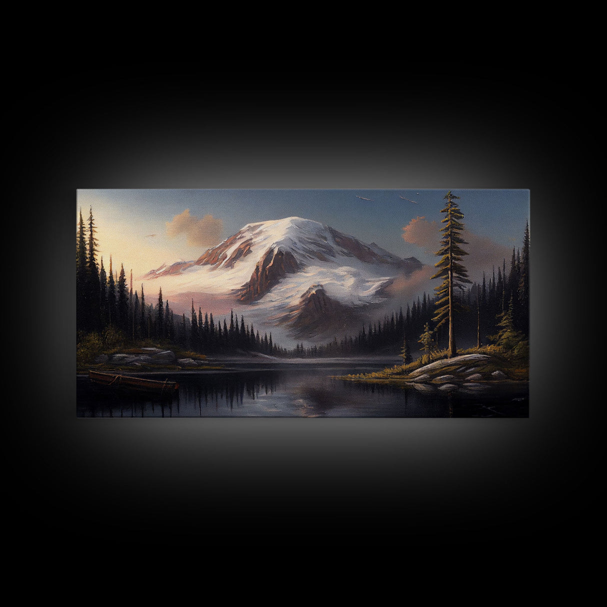 Mountain Canvas Print Wall Art, Mountain Landscape Painting, Mount Rainier, Washington Mountains, Travel  Art, Watercolor Painting