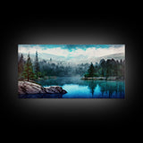 Blue Lake Art | Framed Canvas Print | Blue Lake Painting | Oregon Lake House Decor | Guest Room Landscape Painting | Trillium Lake Painting