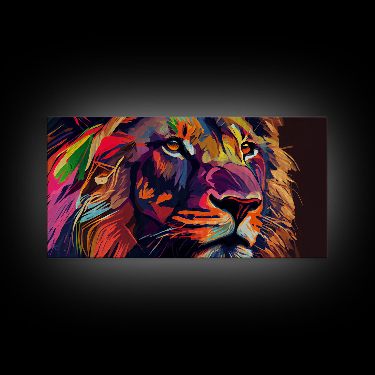 Pop Art Lion Framed Canvas Print Wall Art , Natural And Vivid Wall Decor , Modern Wall Art, Extra Large Wall Art, Lion Watercolor Painting