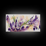Wild Lavender wall art, canvas print, watercolor painting of lavender flowers, Botanical art, farmhouse decor