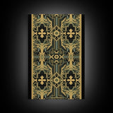 Art Deco Pattern Wall art, Framed Canvas Print, Art Deco, Gold & green art, Framed painting, Black colors, Wonderful art, 1920s Style Art
