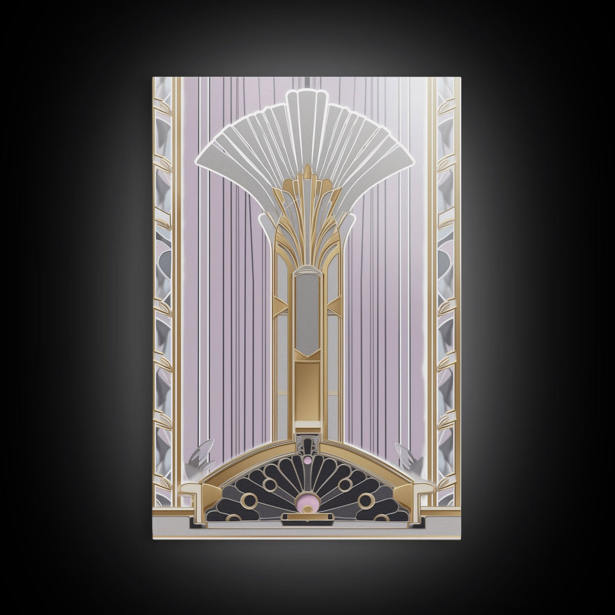 Art Deco Wall art, Framed Canvas Print, Art Deco, Gold art, Pastel colors, Midcentury Modern, Office decor, Living room art, Beautiful art