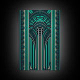 Art Deco Pattern Wall art, Framed Canvas Print, Art Deco, Green colors art, Patterns art, Office wall art, Wonderful art, Stained glass art