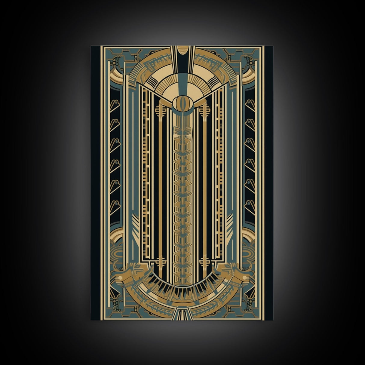 Art Deco Pattern Wall art | Framed Canvas Print | Art Deco | Gold & blue art | Wonderful art | Lines art | Geometric art | Living room art