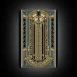 Art Deco Pattern Wall art | Framed Canvas Print | Art Deco | Gold & blue art | Wonderful art | Lines art | Geometric art | Living room art