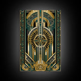Art Deco Pattern Wall art | Framed Canvas Print | Art Deco | Gold & green art | Wonderful art | Lines art | Geometric art | Living room art