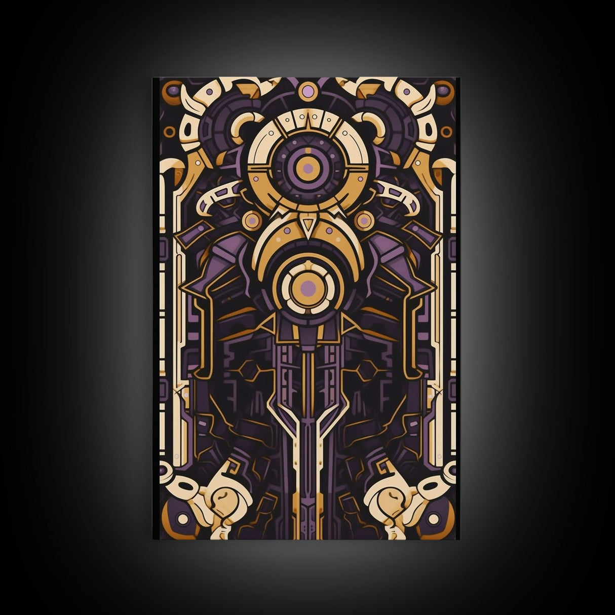 Art Deco Pattern Wall art, Framed Canvas Print, Art Deco, Patterns art, Yellow & purple art, Ornament art, Colorful painting, Light colors