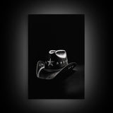 Cowboy Hat Print, Western Wall Art, Black And White, Texas Art, Minimalist Art, Wall Decor, Canvas Art, Wall Art, Framed Canvas Wall Decor