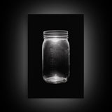 Mason Jar Wall Art, Jar Art Print, Black And White Art, Minimalist Art, Wall Decor, Canvas Art, Wall Art, Framed Canvas Wall Decor