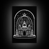 White Temple Wall Art, Snow Art Print, Fantasy Art, Line Art, Minimalist Print, Wall Decor, Canvas Print, Wall Art, Framed Canvas