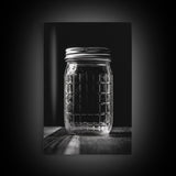 Mason Jar Wall Art, Jar Art Print, Black And White Art, Minimalist Art, Wall Decor, Canvas Art, Wall Art, Framed Canvas Wall Decor