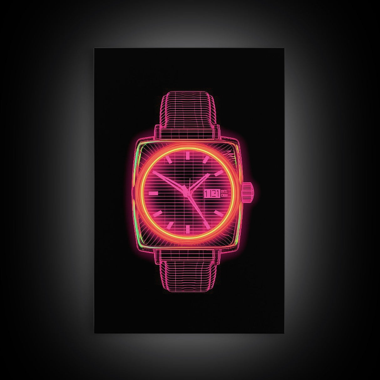 Vaporwave Wrist Watch Wall Decor, Vibrant Watch Wall Art, Minimalist Print, Wall Decor, Canvas Print, Wall Art, Framed Canvas