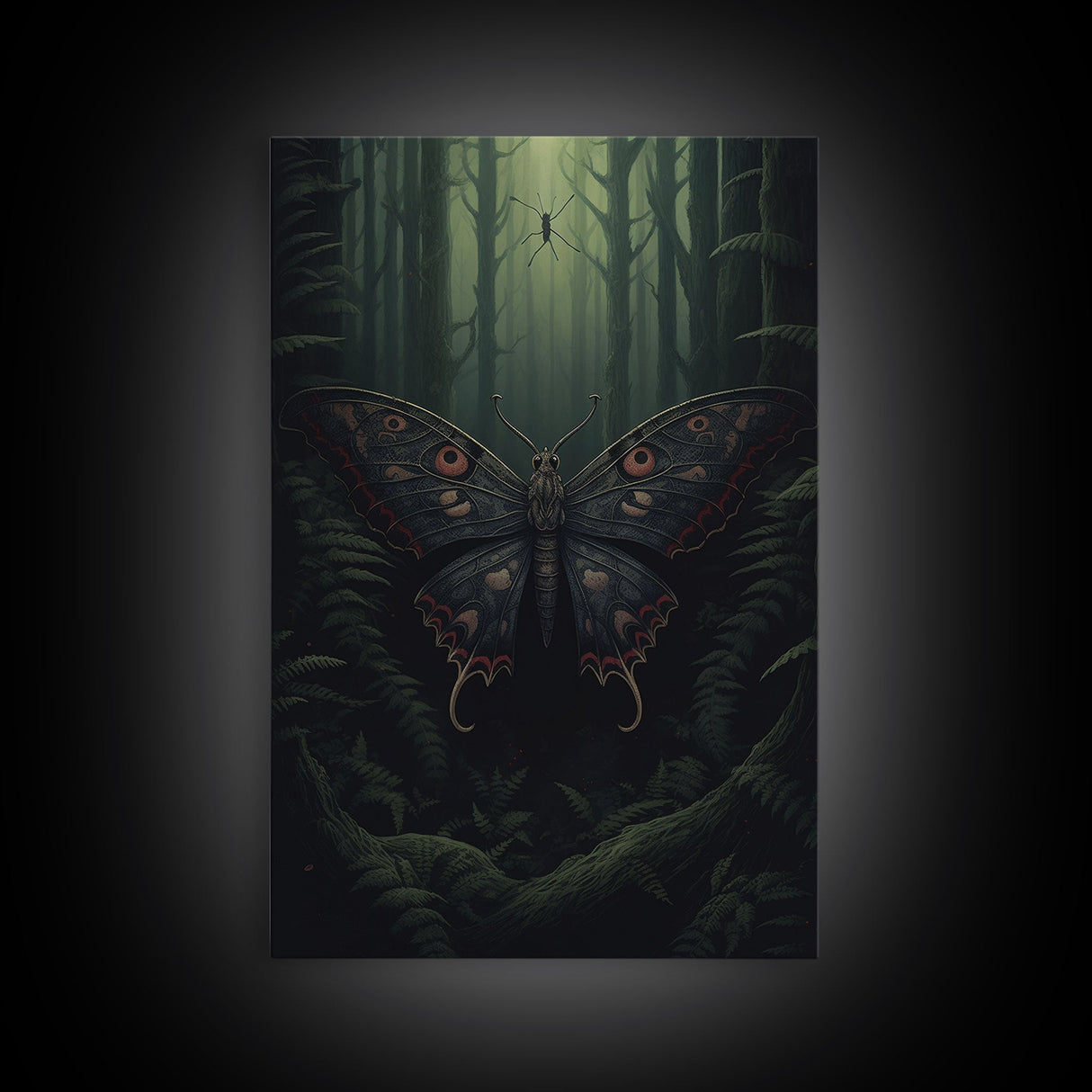 Butterfly Wall Decor, Butterfly In Woods, Green Wall Art, Insect Wall Decor, Wall Decor, Canvas Print, Wall Art, Framed Canvas