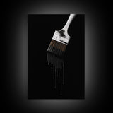 Dripping Paint Brush Wall Art, Black Paint, Brush Wall Decor, Minimalist Print. Wall Decor, Canvas Art, Wall Art, Framed Canvas Wall Decor