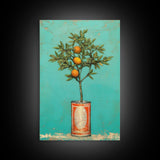 Orange Plant In Can Wall Decor, Fruit Wall Art, Kitchen Wall Art, Minimalist Wall Art, Wall Decor, Canvas Print, Wall Art, Framed Canvas Art