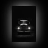 Truck Wall Art, Headlights, Man Cave Art, Black And White Print, Minimalist Print. Wall Decor, Canvas Art, Wall Art, Framed Canvas Wall Art