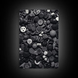 Collection Of Buttons Wall Art, Sewing Room Wall Decor, Black And White, Minimalist Print, Wall Decor, Canvas Print, Wall Art, Framed Canvas