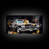 Vintage Car Wall Decor, Retro Car Wall Art, Garage Wall Art, Grunge Art, Panoramic Wall Decor, Canvas Print, Wall Art, Framed Canvas Art