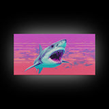 Shark Wall Art, Animal Wall Decor, Ocean Wall Art, Nature Wall Decor, Panoramic Wall Decor, Canvas Print, Wall Art, Framed Canvas Art