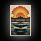 Minimalist Art Deco Sunset, Inspirational Gifts, Framed Canvas Print, Sunset Poster Art, Framed Art
